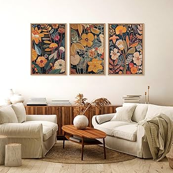 Amazon.com: FWIEXA Burnt Orange Floral Framed Wall Art Set of 3 Amazon.com: FWIEXA Burnt Orange Floral Framed Wall Art Set of 3