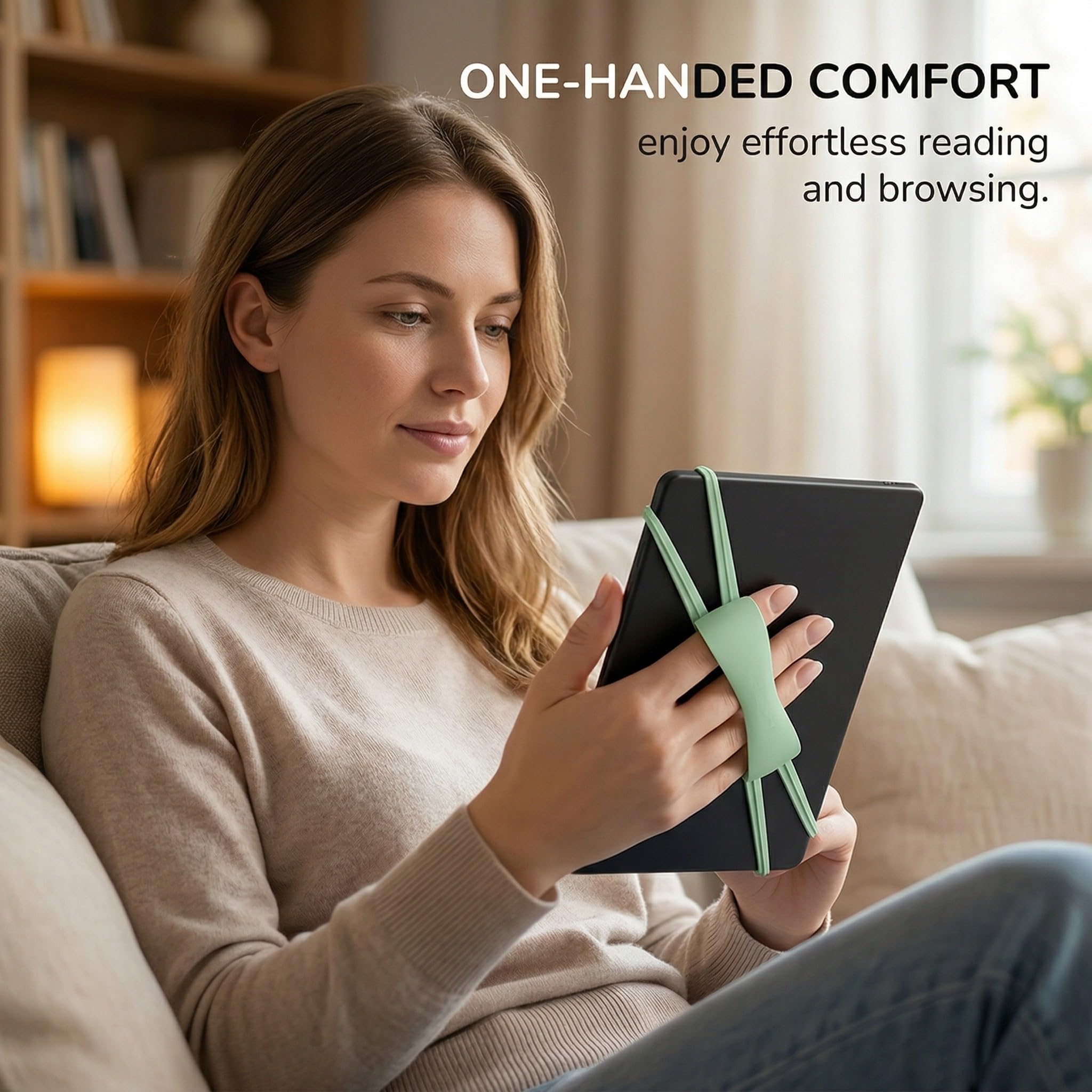 Antiscivolo Cinturino di Presa Elastico per Tablet e E-Reader Compatibile con Custodie (Verde)
