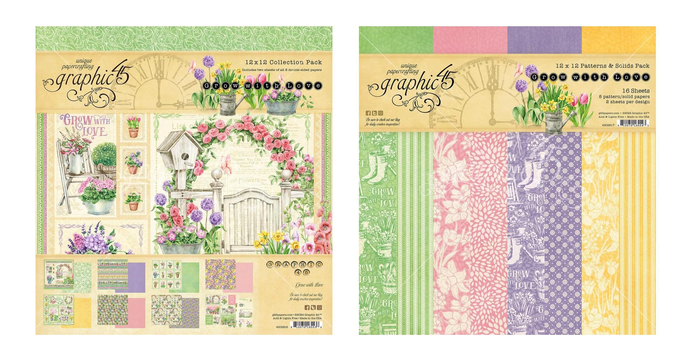 Graphic 45Grow with Love Collection Bundle - 12 x 12 Collection Pack + 12 x 12 Doublesided Paper Pack