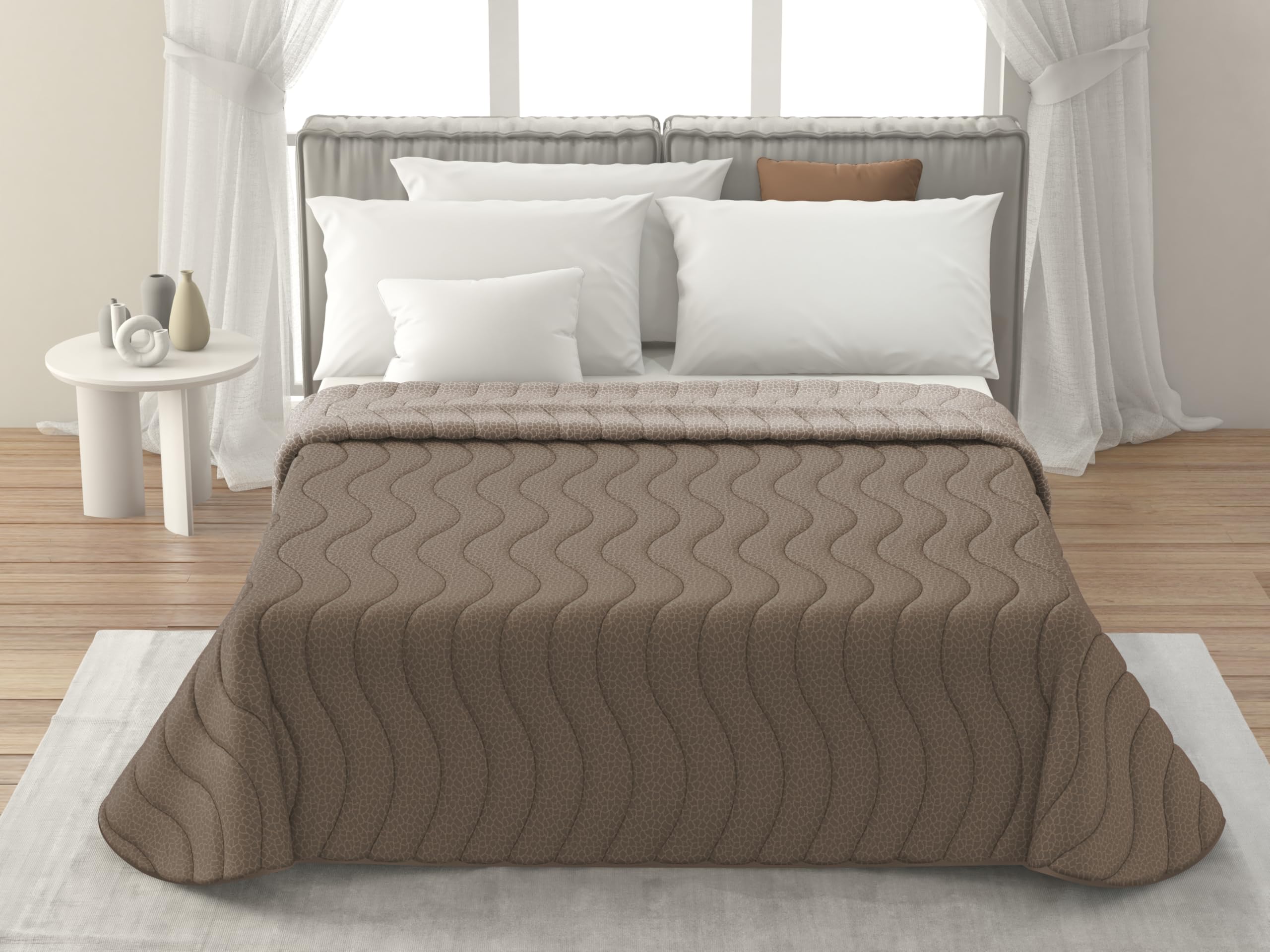 MAXIME MAISON - Dessus de Lit 2 Personnes 240x260 (100 GR/mq) Couvre Lit 2 Personnes 240x260, Couverture Lit, Dessus de Lits et Couvre-Lits, Jeté de Lit Double Face (Marron/Moka)