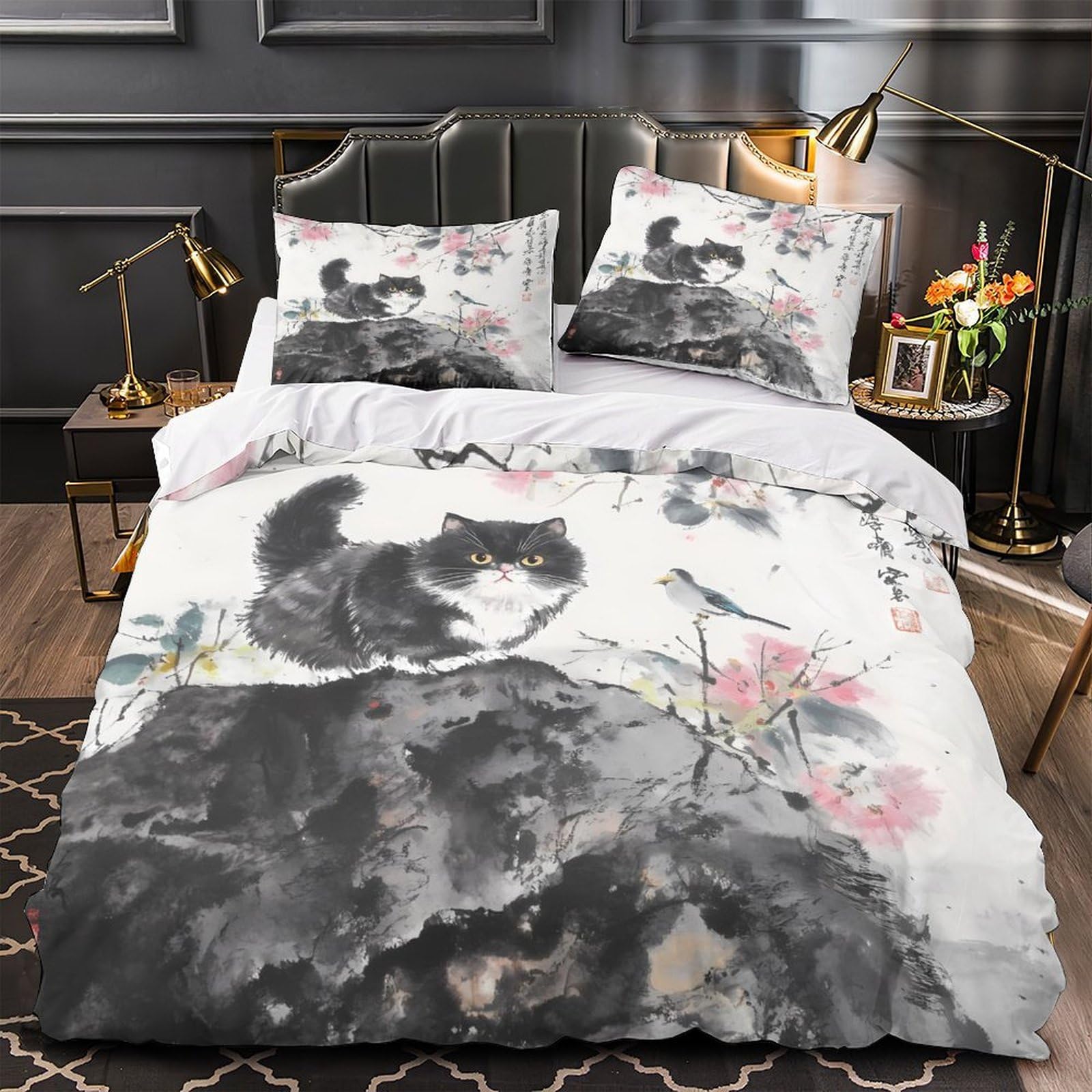 Parure de lit ours sous les étoiles microfibre imprimée 3D housse de couette king
