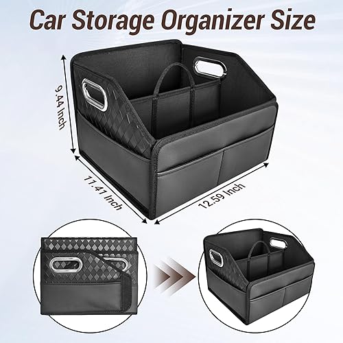 Miniatura 5 de Organizador de asiento de automóvil, organizador de asiento delantero de cuero con patrón de moda con 6 almacenamiento 3 asas de transporte para