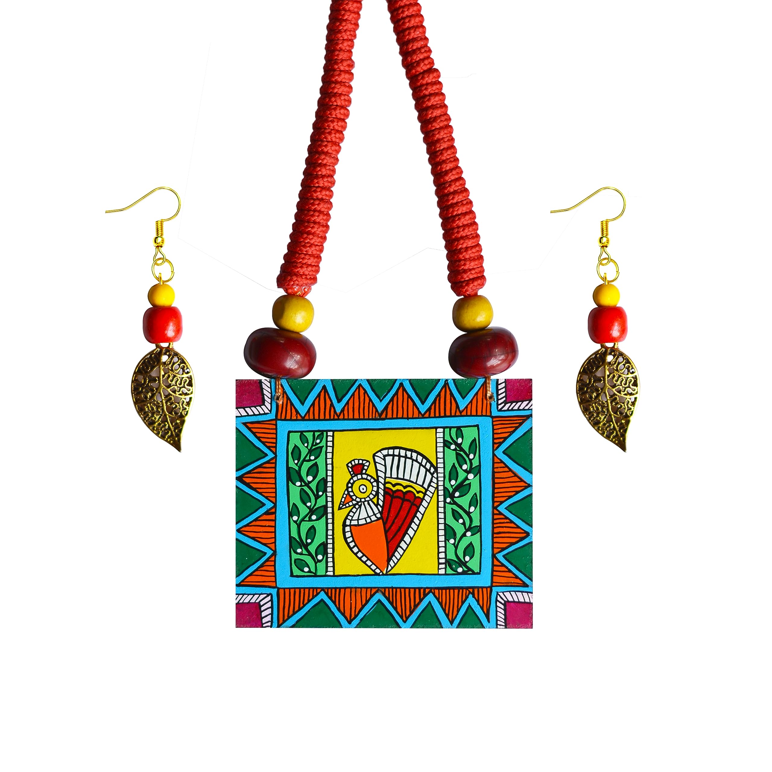 The Decorative Arts Library JEWELLERY♡匿名 Karukala Handicraft Madhubani Peacock Painted Necklace jewelry