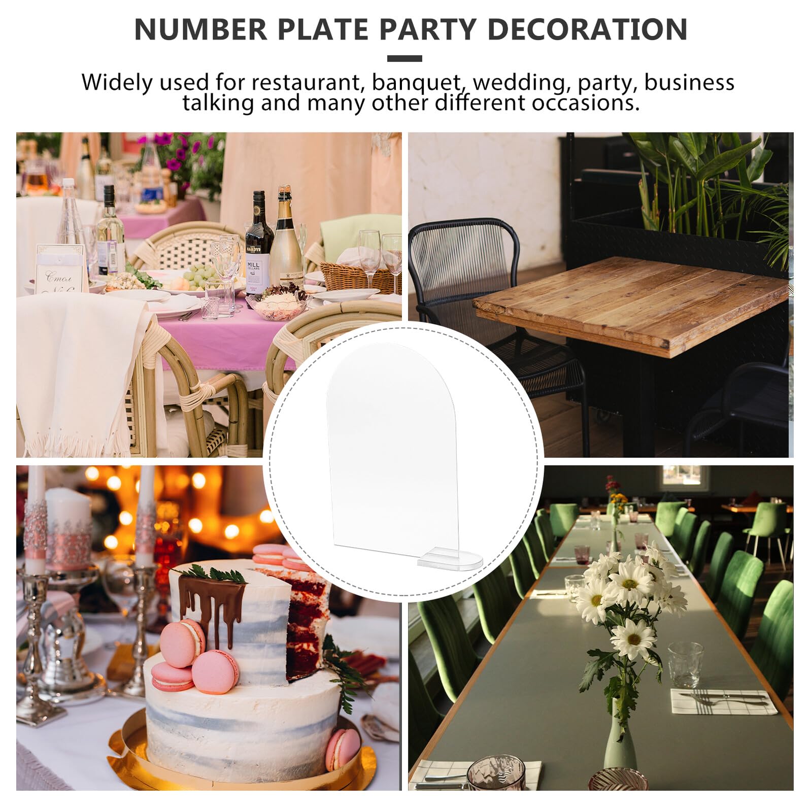 Ipetboom Set da 30 Segnaposto da Tavolo in Acrilico Trasparente con Supporto Forma a Mezza Elegante per Matrimonio e Banchetti Cartelli Vuoti Personalizzabili per Numeri Tavoli e Nomi