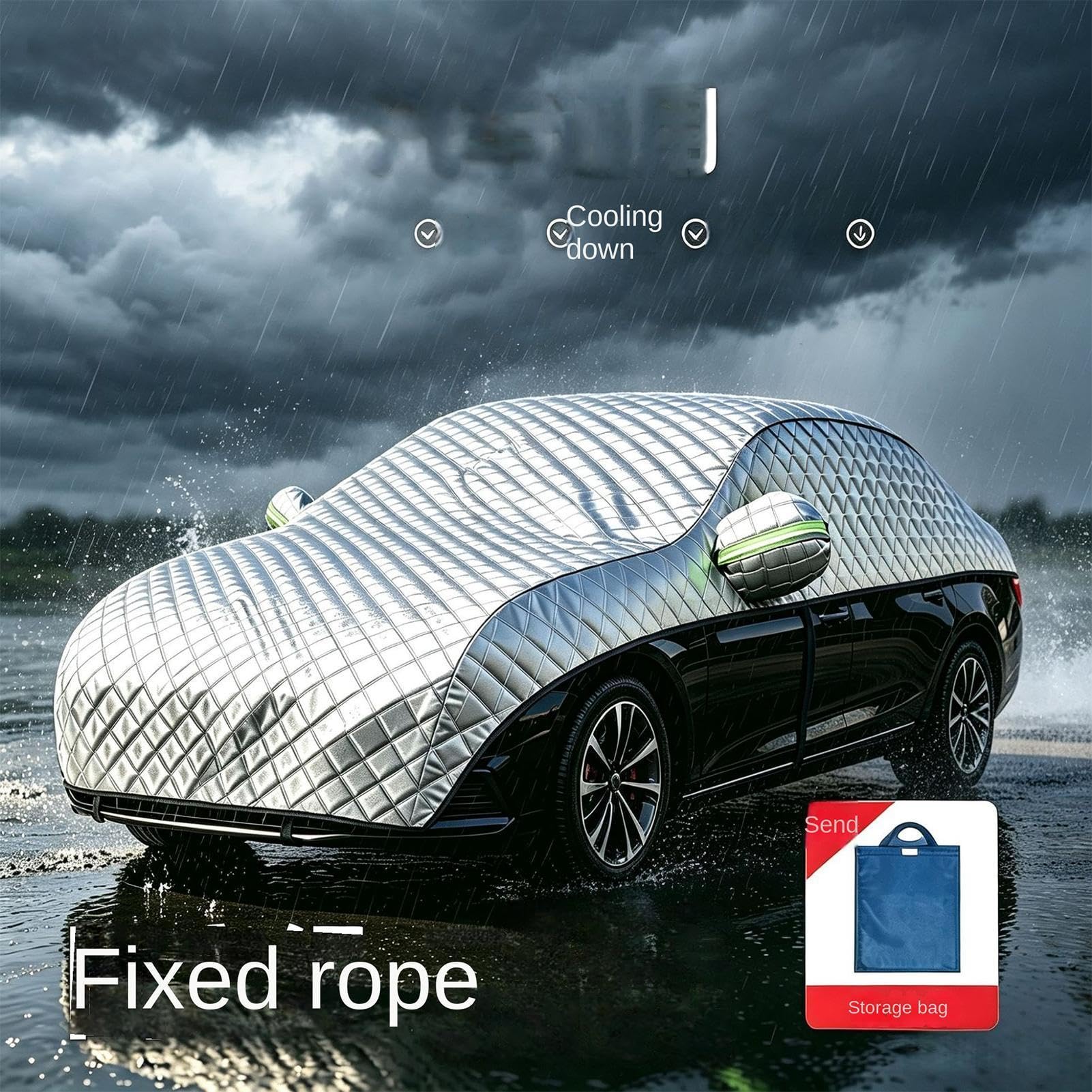 Half Car Cover Half Waterproof – All Seasons Snow Car Cover for Snow, Ice,