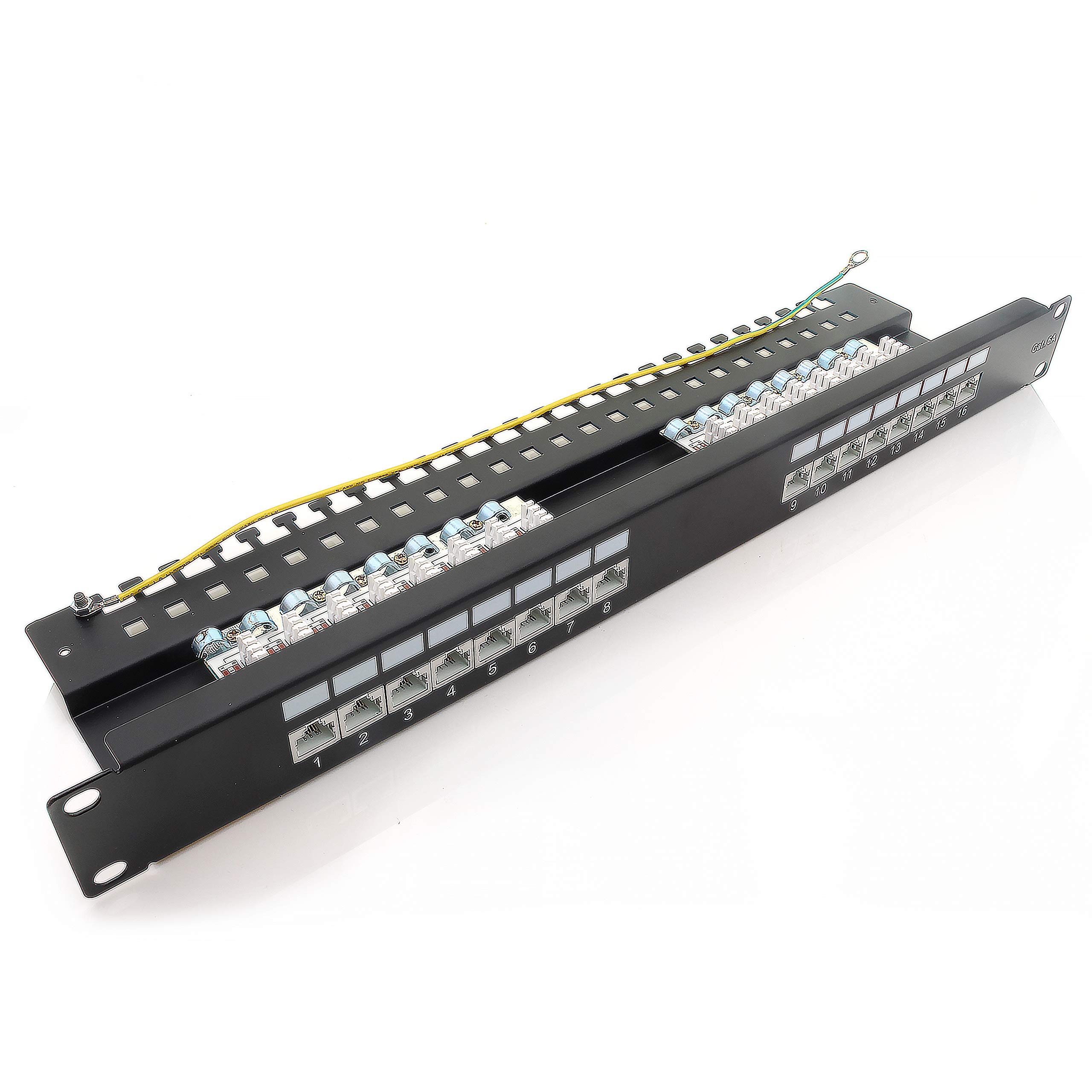 1aTTack.de 367460 Panneau de brassage CAT6a Panneau de distribution noir 16 ports Technologie de connexion LSA+ Distribution réseau - RJ45 - TIA 568 A/B - noir