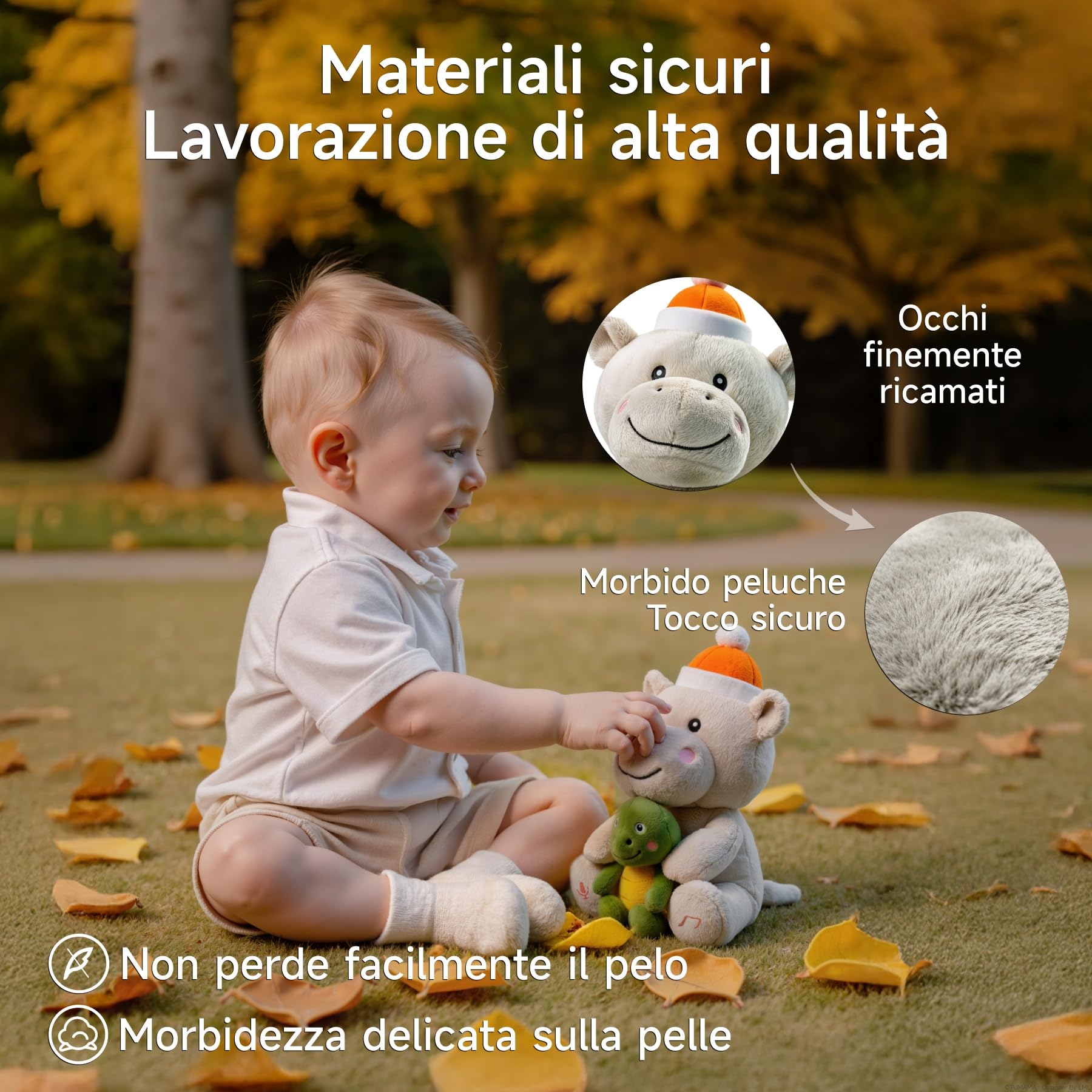Ippopotamo Peluche Neonato e Tartaruga che Canta e Parla, Interattivo Animali di peluche, Regalo per Neonati e Bambini