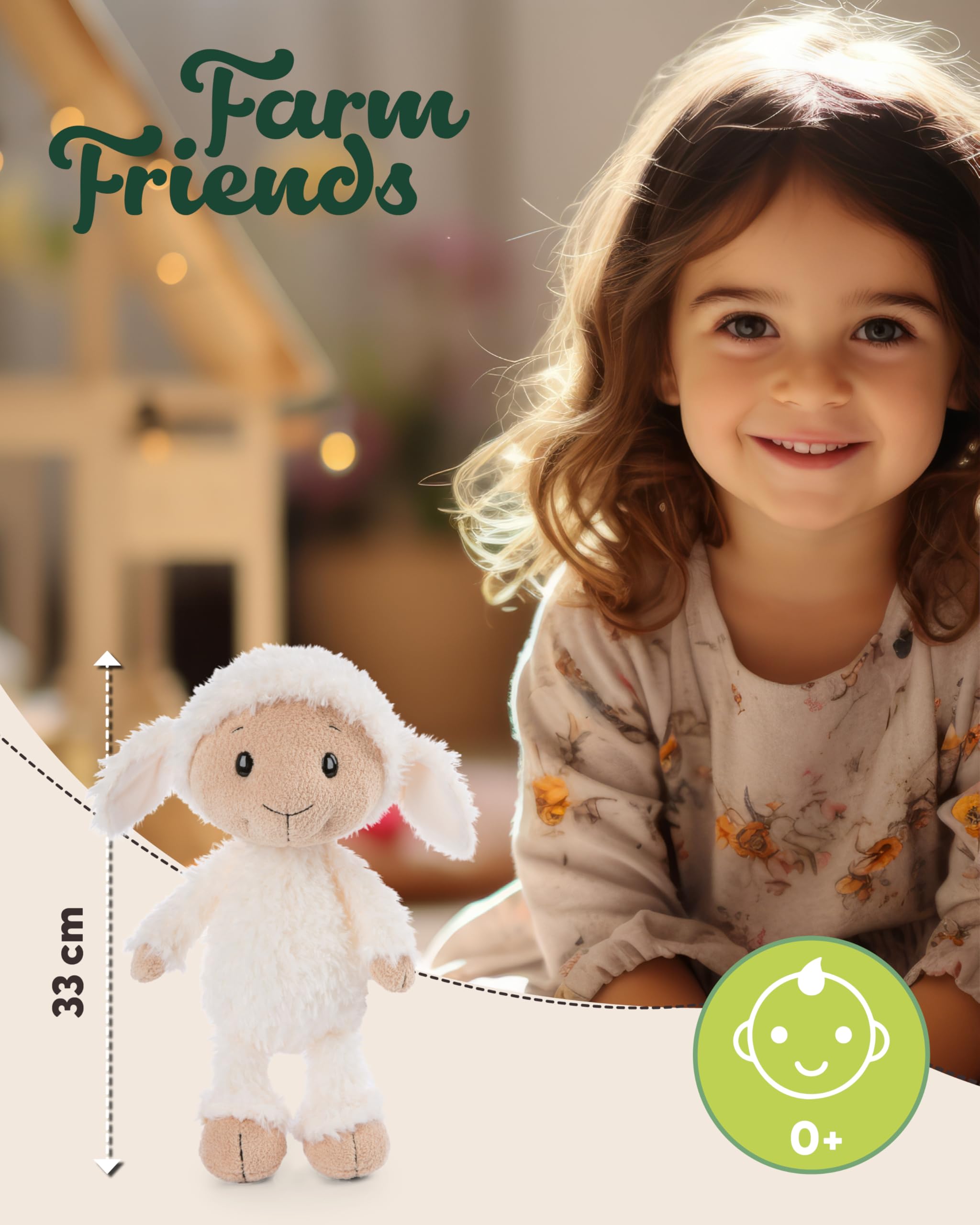 NICI 62256 Owieczka Sheepmila, miękki pluszak, urocza maskotka do przytulania i zabawy, świetny pomysł na prezent dla dzieci i dorosłych, 33 cm, biała