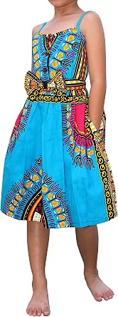 RaanPahMuang Light Cotton Dashiki Africa Childrens Angel Spaghetti Sac Bow Outfit