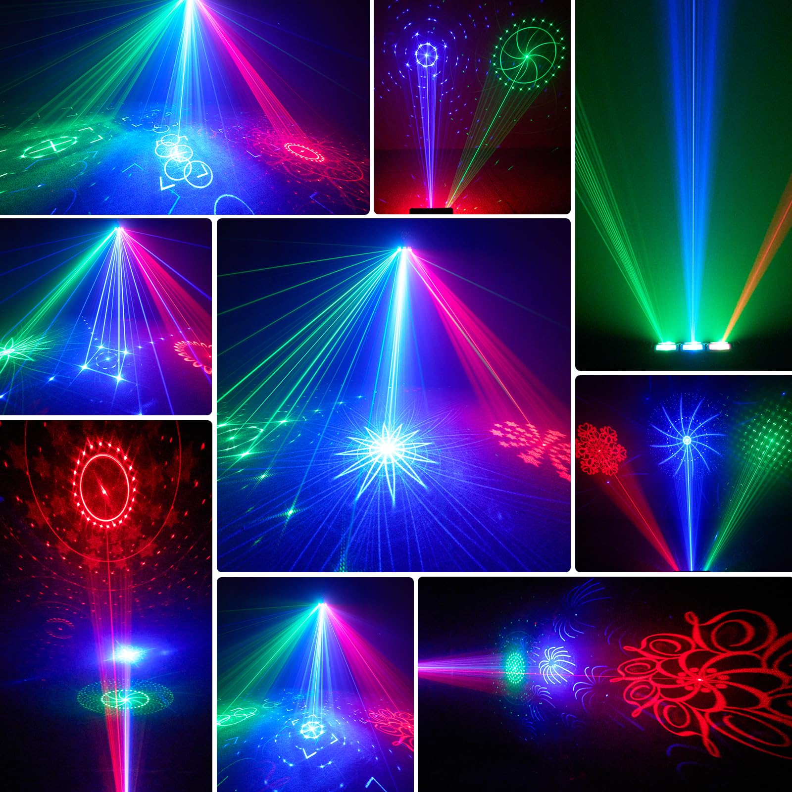 DJ Discolicht Partylicht, 3D RGB Animation Disco Licht mit Fernbedienung & DMX Musikgesteuert, DJ Projektor Lichter mit Stroboskop für Club, Party, Weihnachten, Halloween, Festliche Darbietungen