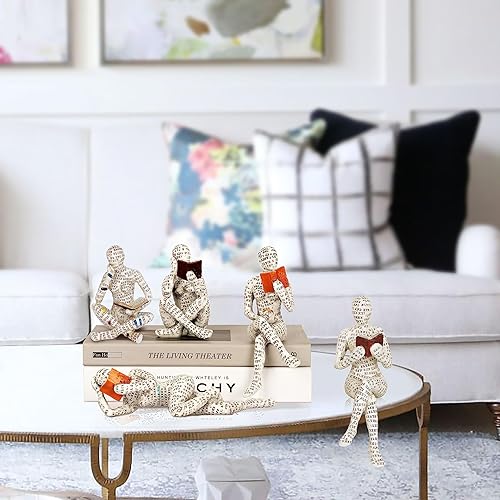 Miniatura 2 de Figura de lectura de pulpa para mujer, estatua de pensador, decoración moderna, escultura estética abstracta para decoración del hogar, sala de