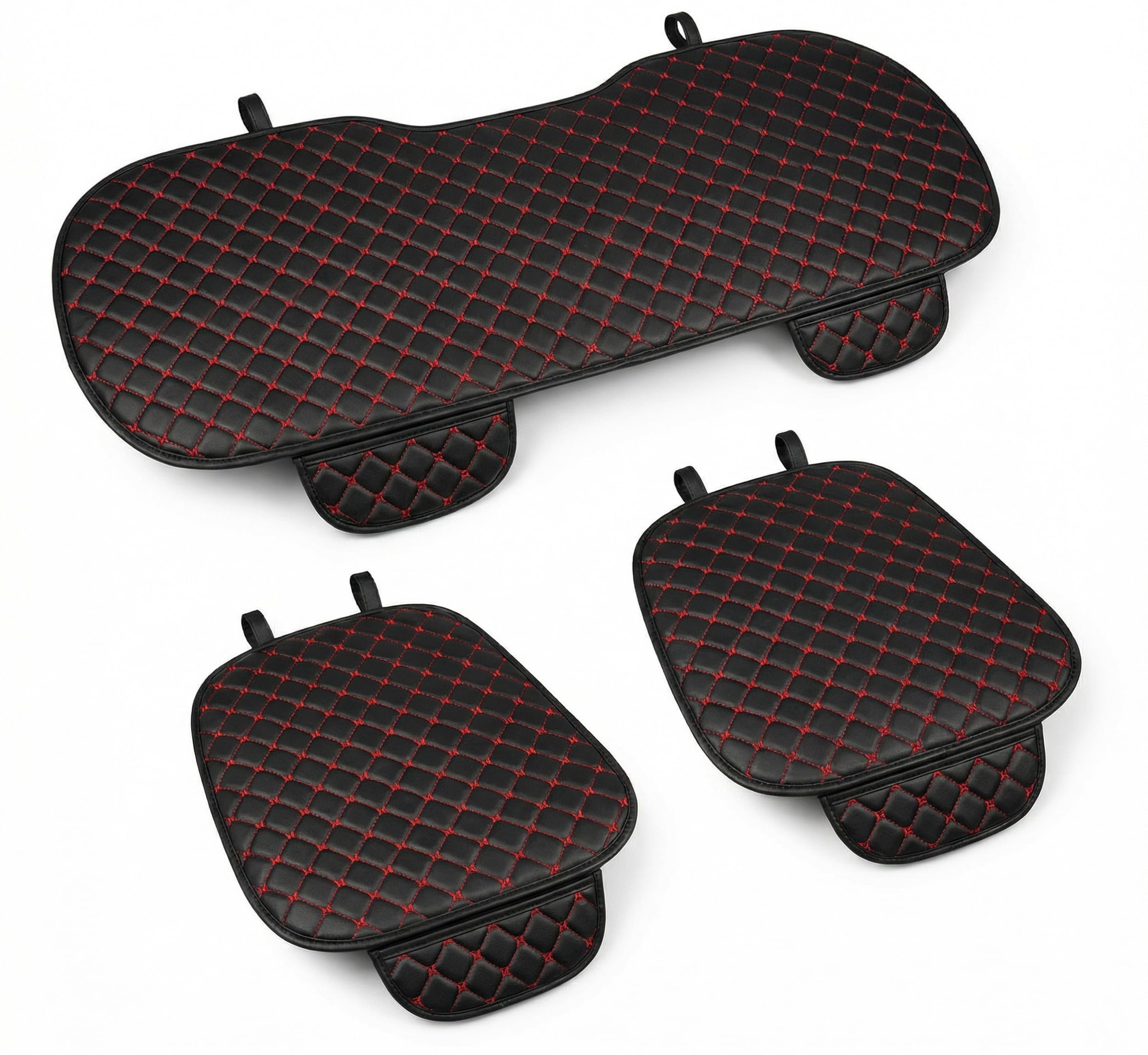 Lupex Coprisedile 3 pezzi Universale Auto PVC Nero Rosso Protezione Sedile Anteriore Posteriore