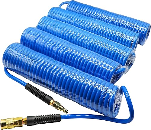 YOTOO Paquete de 5 mangueras de aire de retroceso de poliuretano, manguera de compresor de aire de 1/4 pulgadas de diámetro interior por 25 pies de