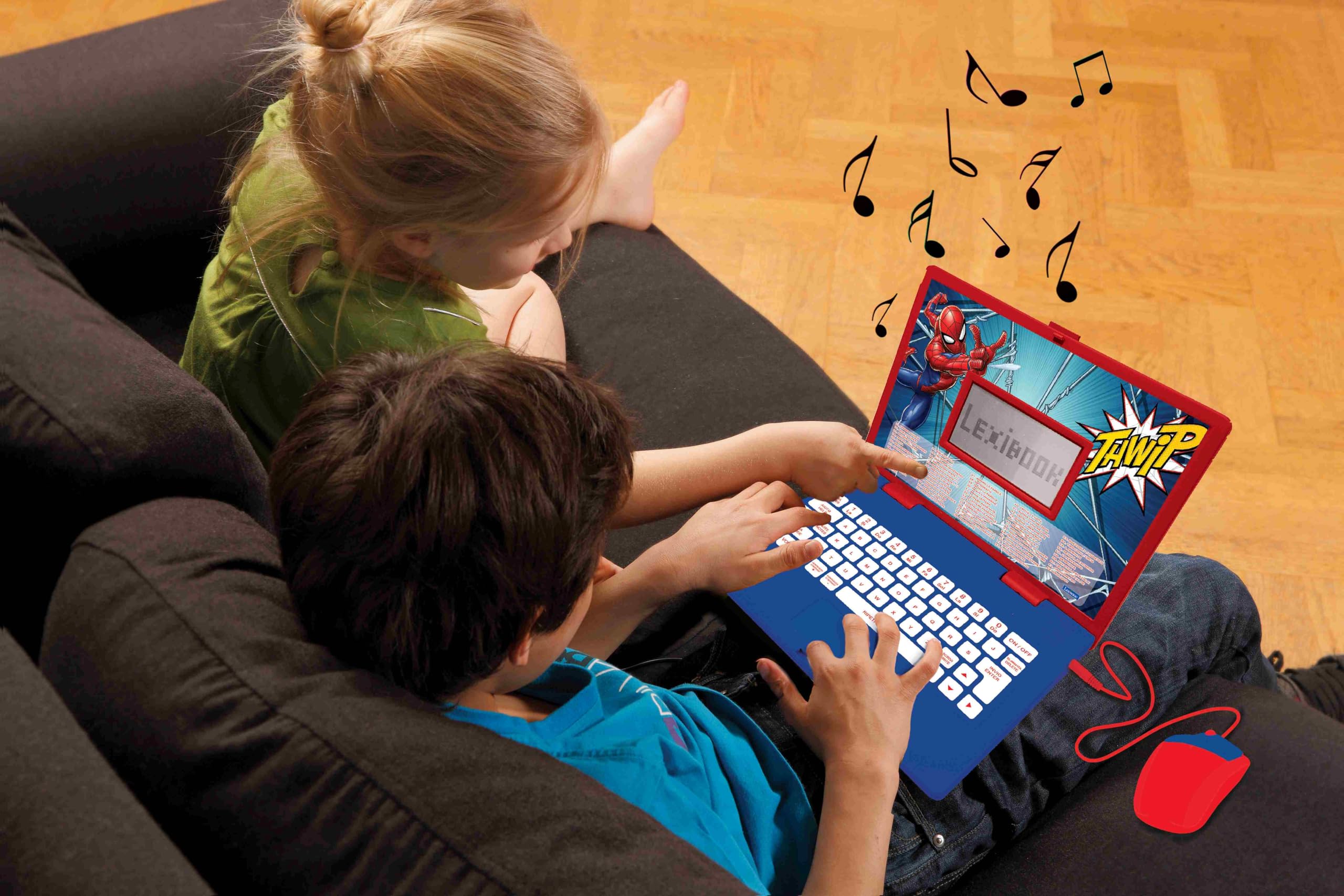 Lexibook - Spider-Man Computer Portatile educativo bilingue Italiano/Inglese - 124 attività per Un apprendimento Divertente e interattivo - Matematica, logica, Musica, Orologio - JC598SPi5LXB