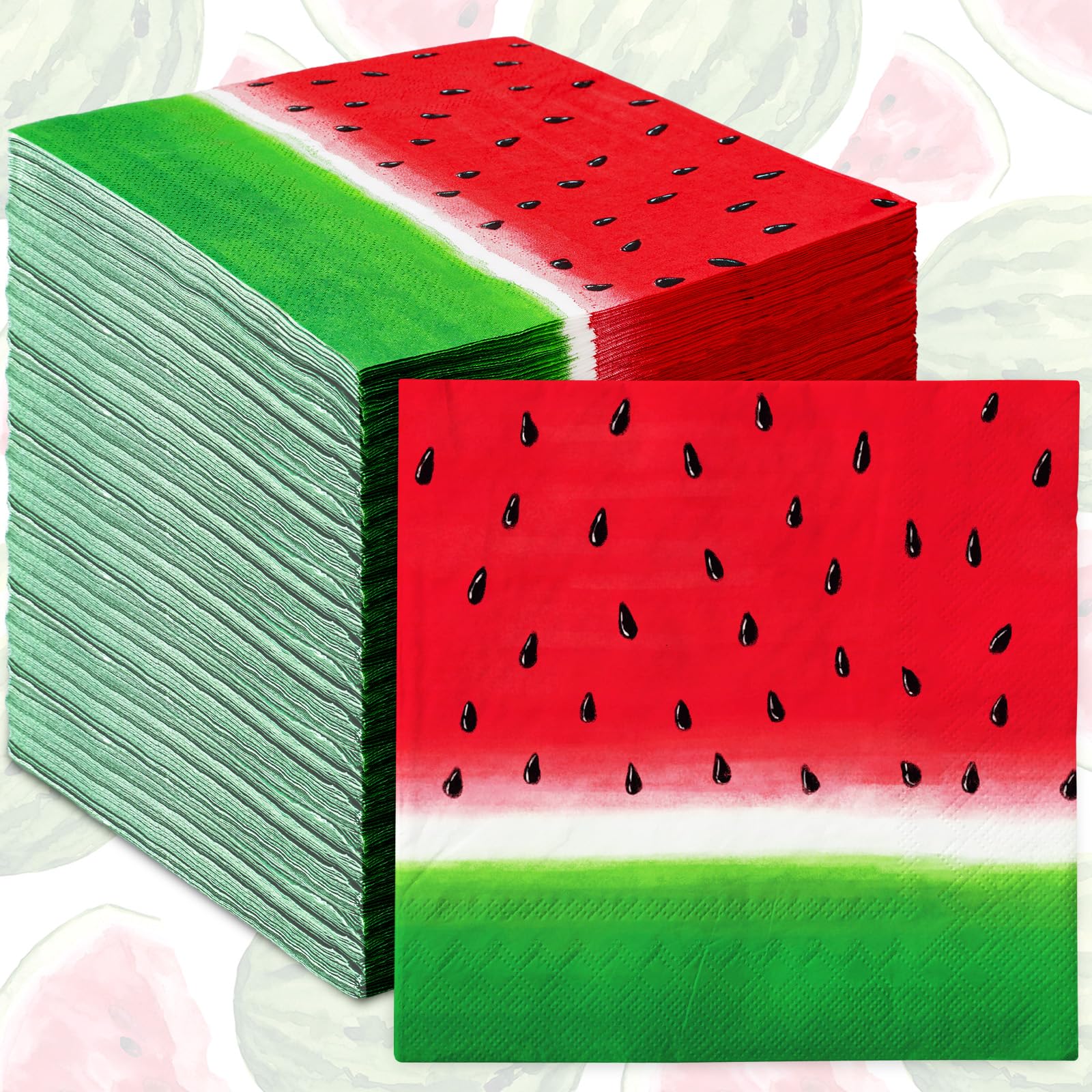 50 Pack Summer Paper Napkins Watermelon Disposable Napkins Red Green Luncheon Dinner Napkin for Birthday Wedding Party Supplies Table Decor