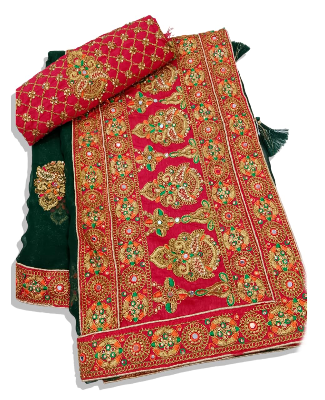Women's Georgette Silk Embroidery Sequins Work Saree for Party Wedding Festive with Unstitched Blouse (Free Size)-image-34