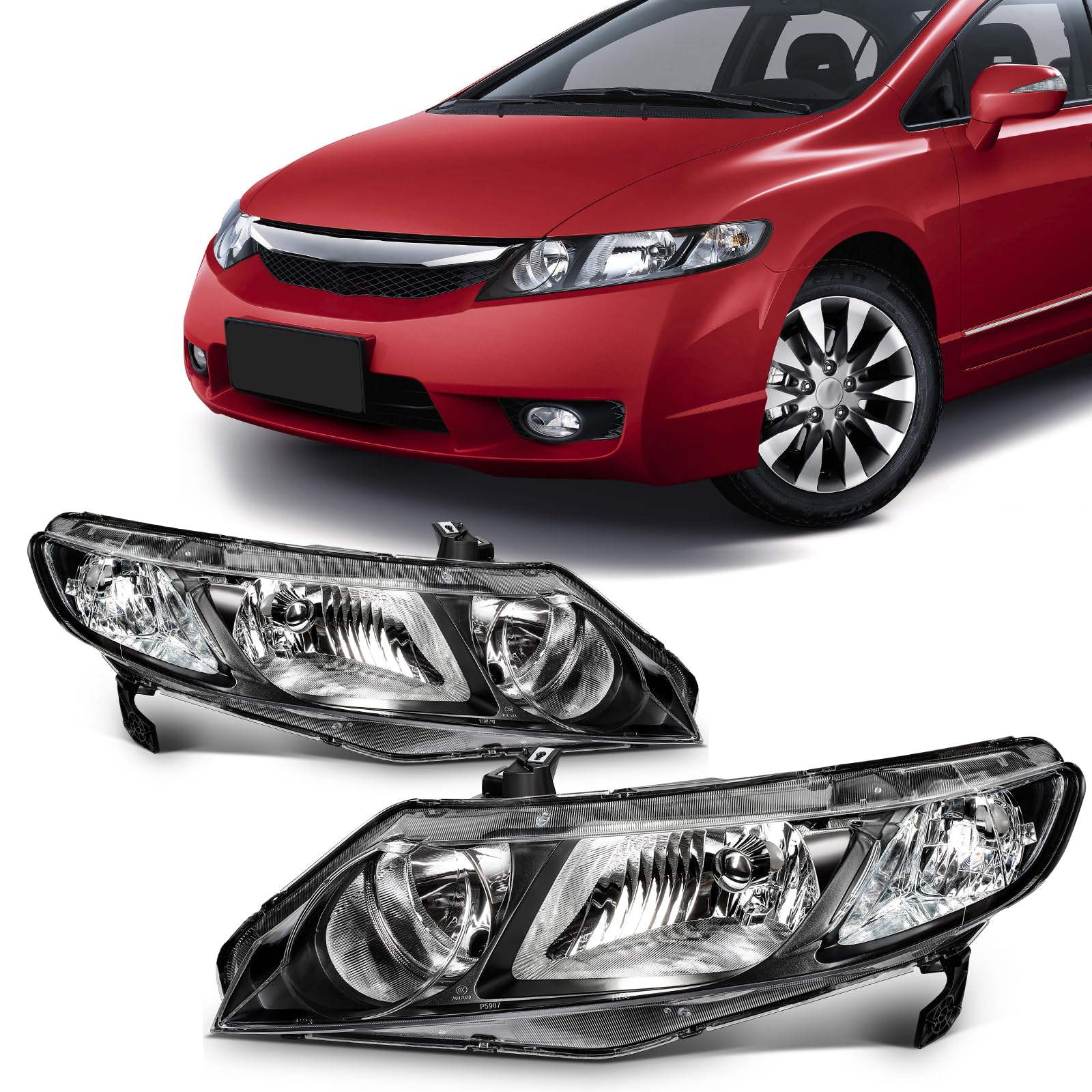 SCITOO Headlight Assembly Fit 2014-2021 For Toyota 4Runner Black Housing Amber Reflector Pair Headlights 81170-35571 — view 75