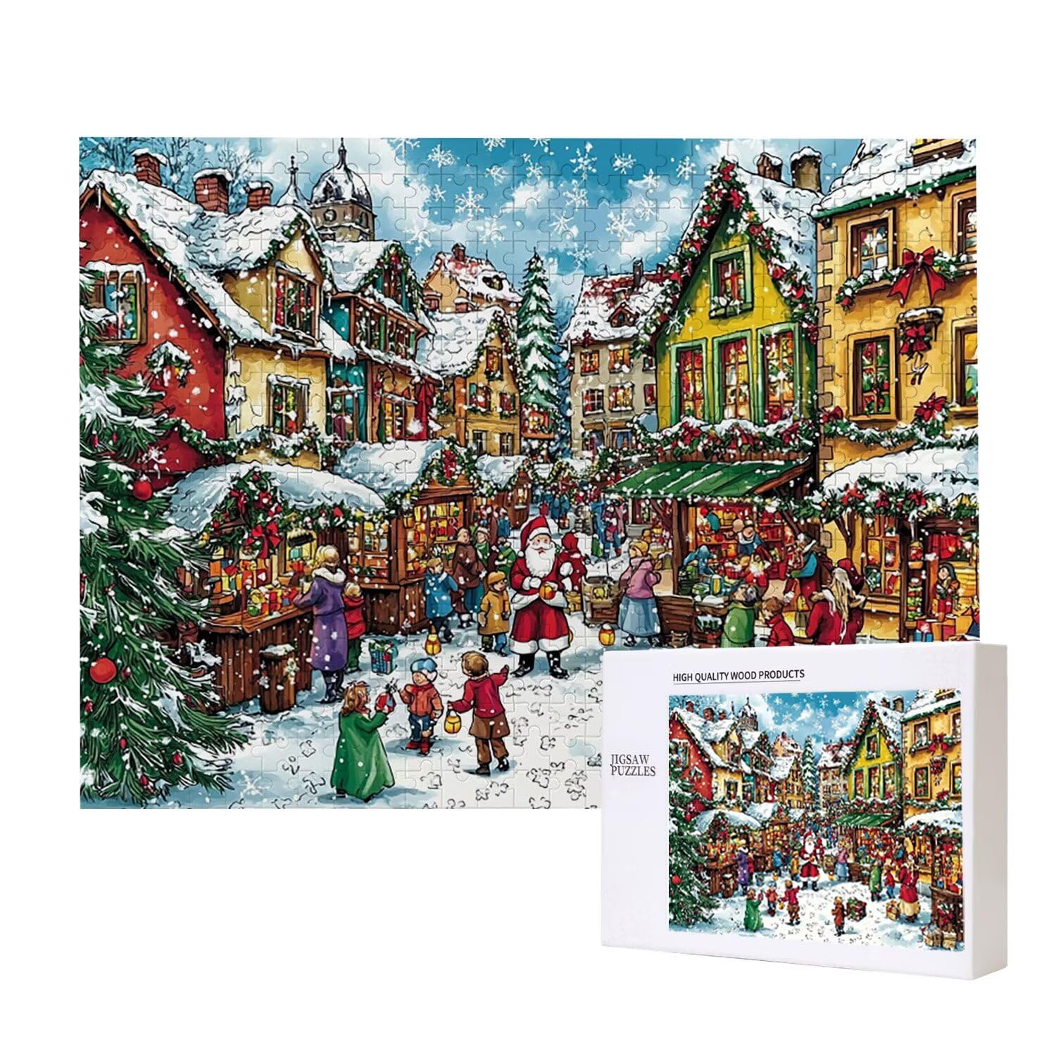 Puzzle dla dorosłych 1500 sztuk, zima Boże Narodzenie Puzzle, trudne, wyzwanie, puzzle idealnie pasują, napis na plecach, bez pudru, prezent dla osób starszych 87x57cm s-138