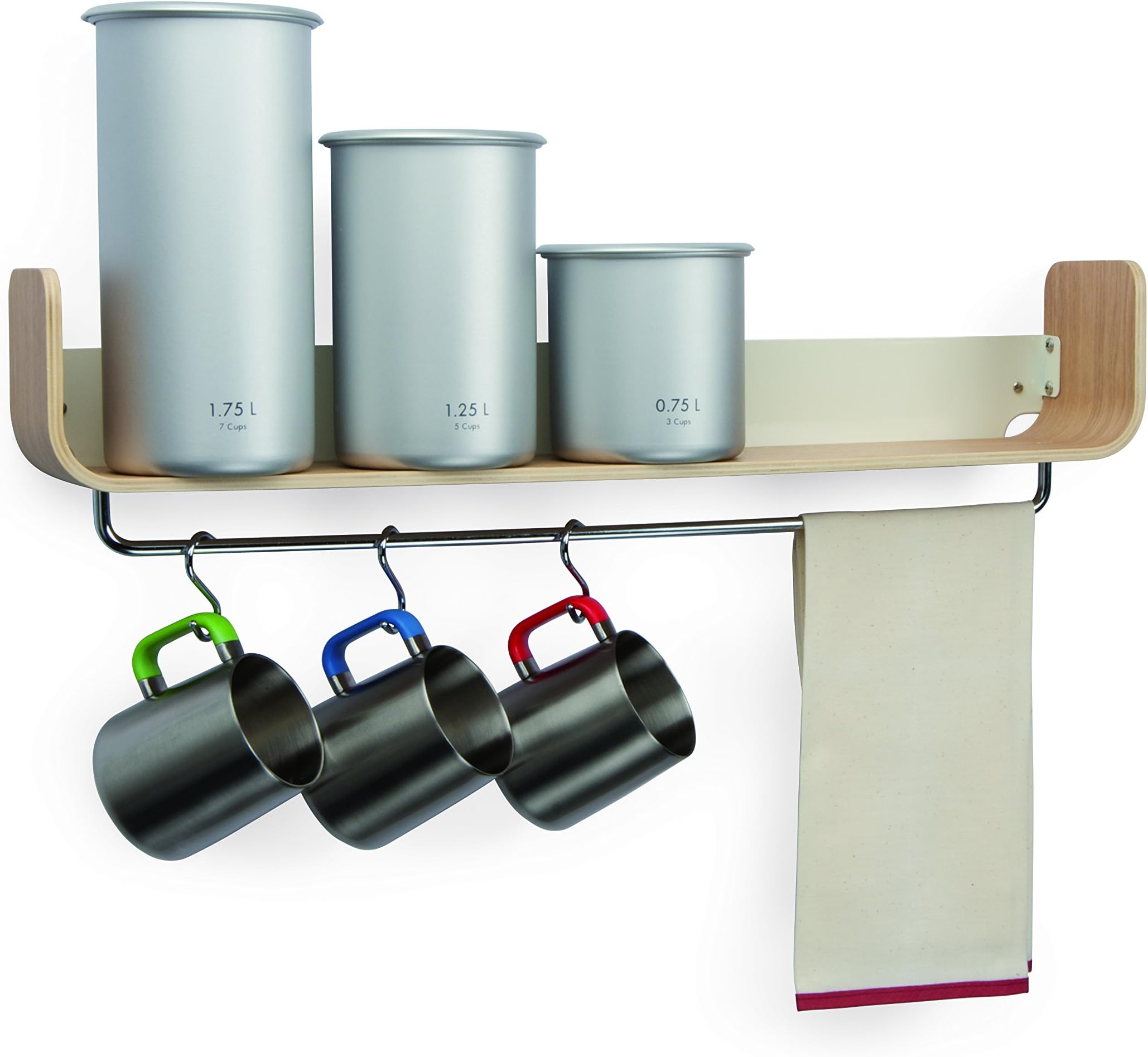 Large Beech Wood Shelf with 3 Hooks included