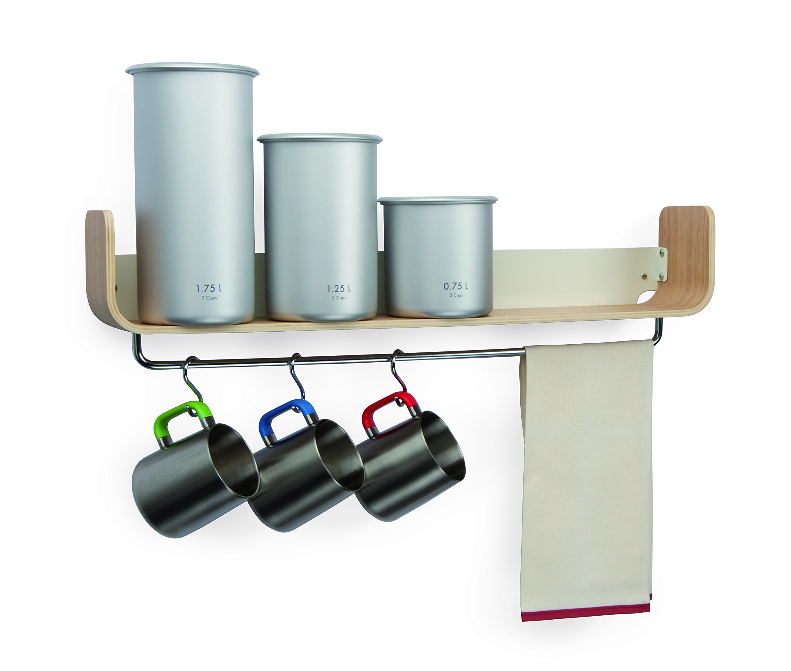 Large Beech Wood Shelf with 3 Hooks included