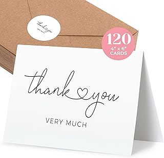120 Thank You Cards with Envelopes to Express Gratitude – Wedding Thank You Cards with Envelopes & Stickers - For Any Occasion - Bridal Shower Thank You Cards, Engagement, Graduation & More, 4" x 6"