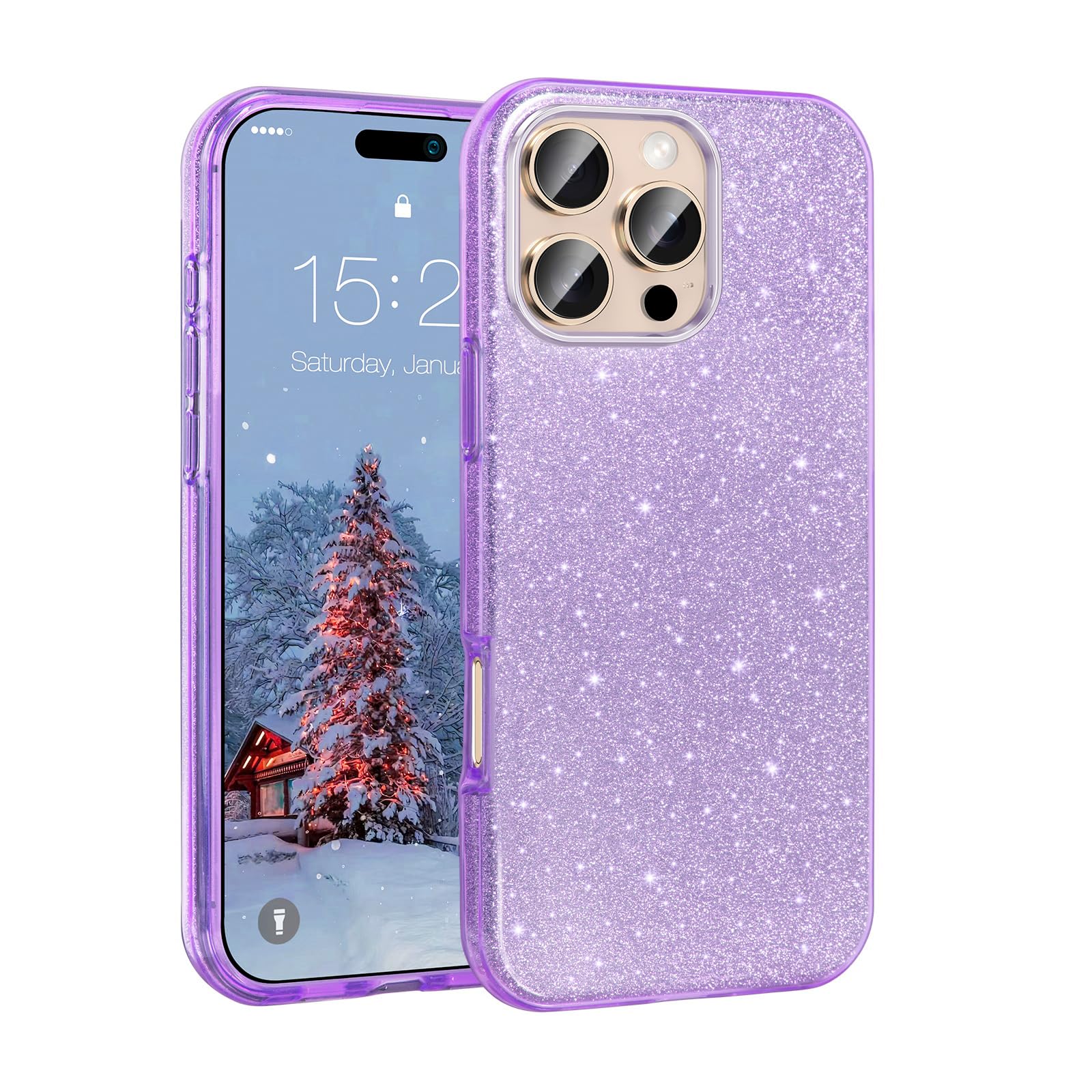 MATEPROX Compatible with iPhone 16 Pro Max Case[2024], Glitter Bling 3-Layer Shockproof Anti-Scratch Cover 6.9'' for Girls Women,Trendy Sparkle