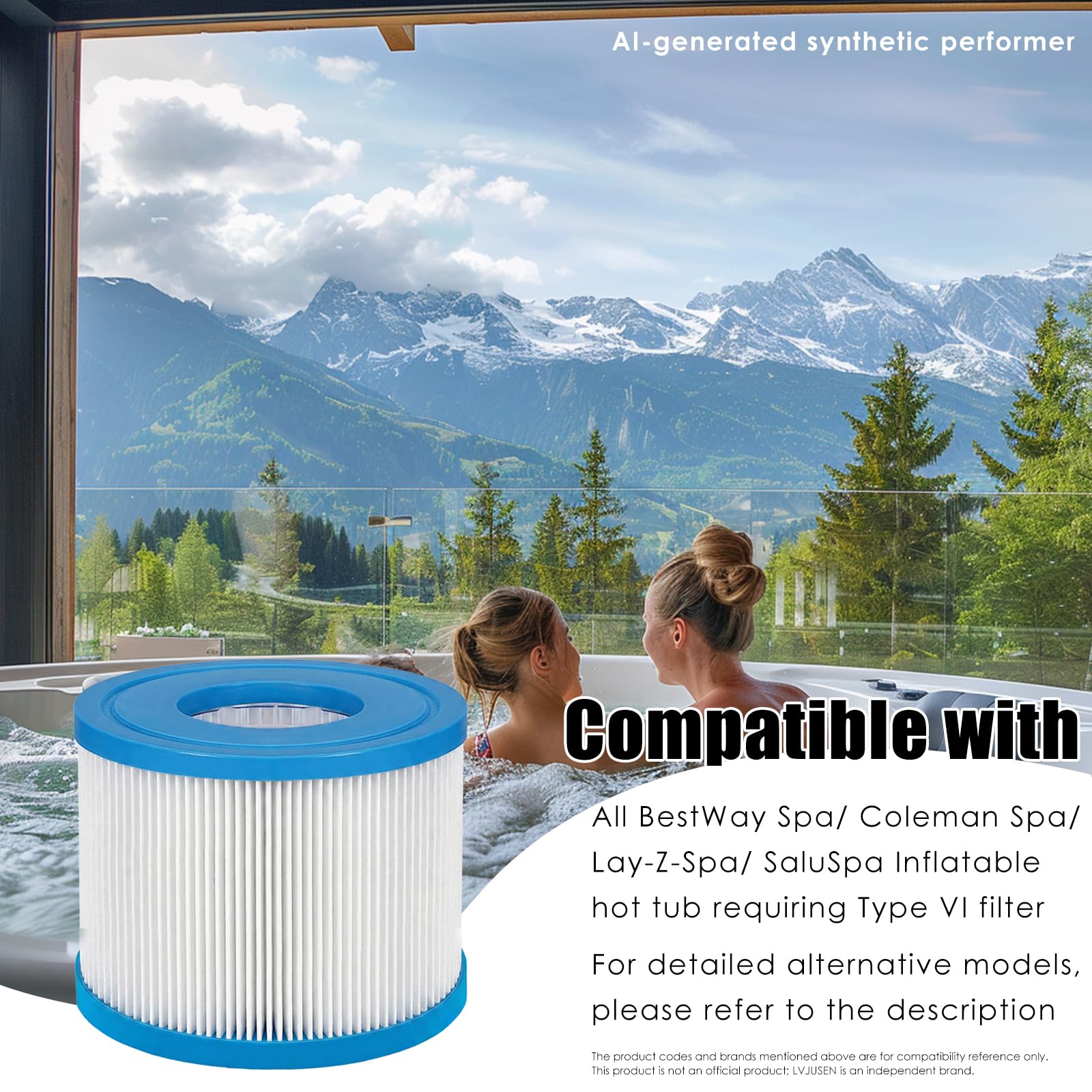 Filtro de repuesto tipo VI para bañera de hidromasaje, para todos los modelos inflables de jacuzzi/Spa/piscina que requieren filtro tipo VI, paquete de 12