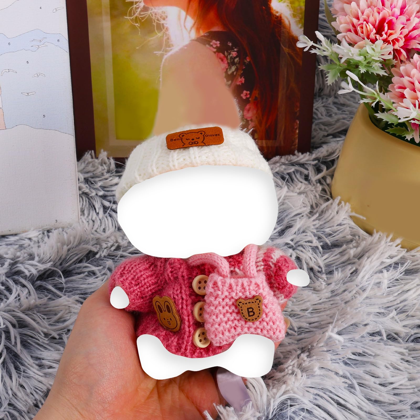 3-teiliges Outfit Für 17 Cm Puppen – Hut, Oberteil & Overall In Rosa, Aus Premium-Polyester