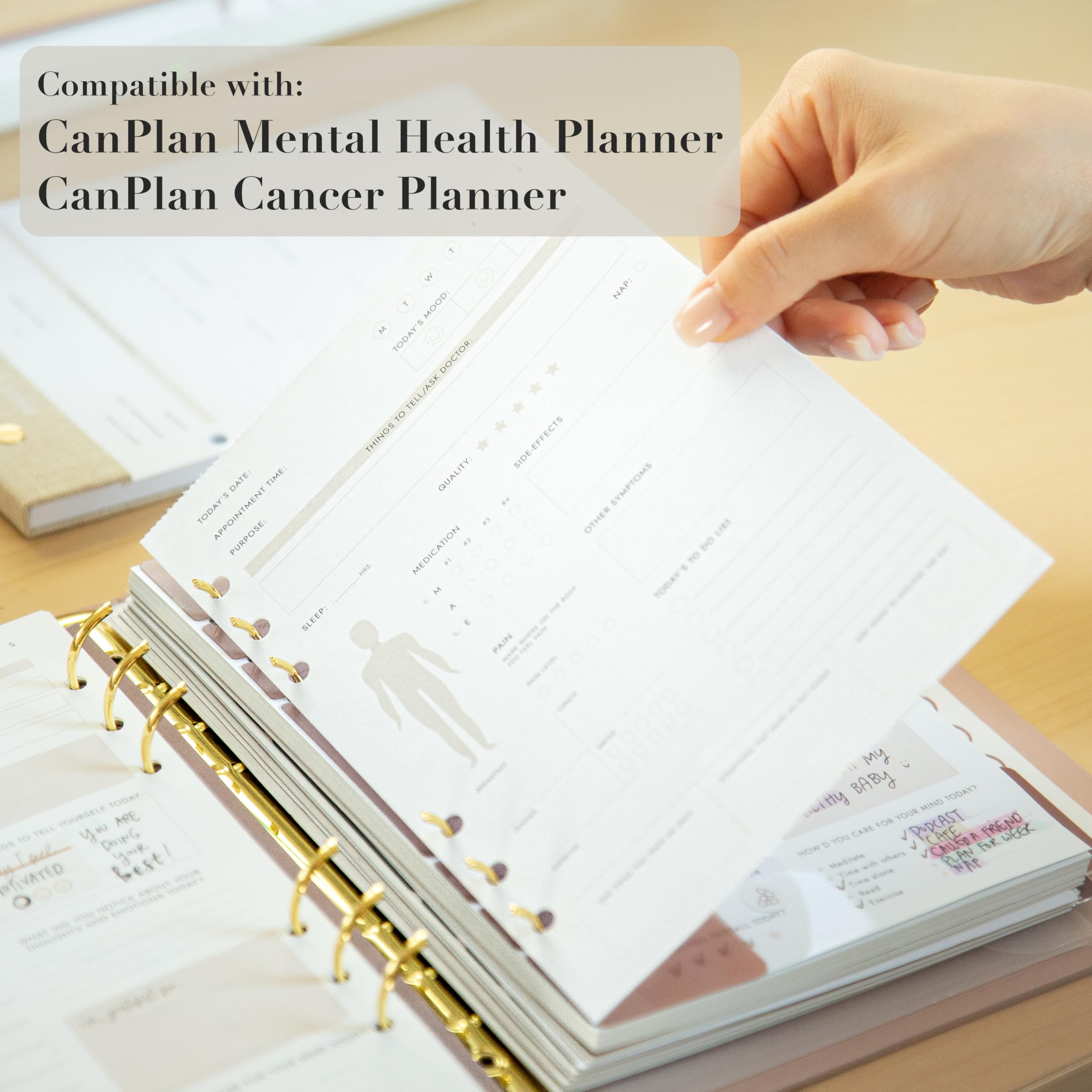 CanPlan Daily Health Tracker Notatnik, medyczny tracker zdrowia dla każdego stanu zdrowia, trackera bólu, planer zdrowia, format A5, arkusze zrywania, organizer na notatniki bez daty