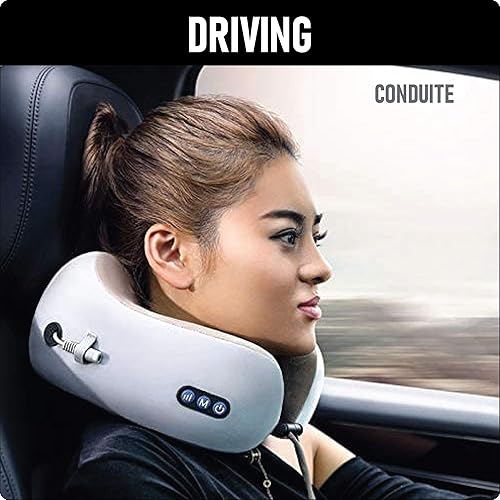 Miniatura 8 de TRAKK Masajeador de cuello y almohada de viaje, almohada de cuello en forma de U y masajeador eléctrico para músculos, hombros, dolor cervical y