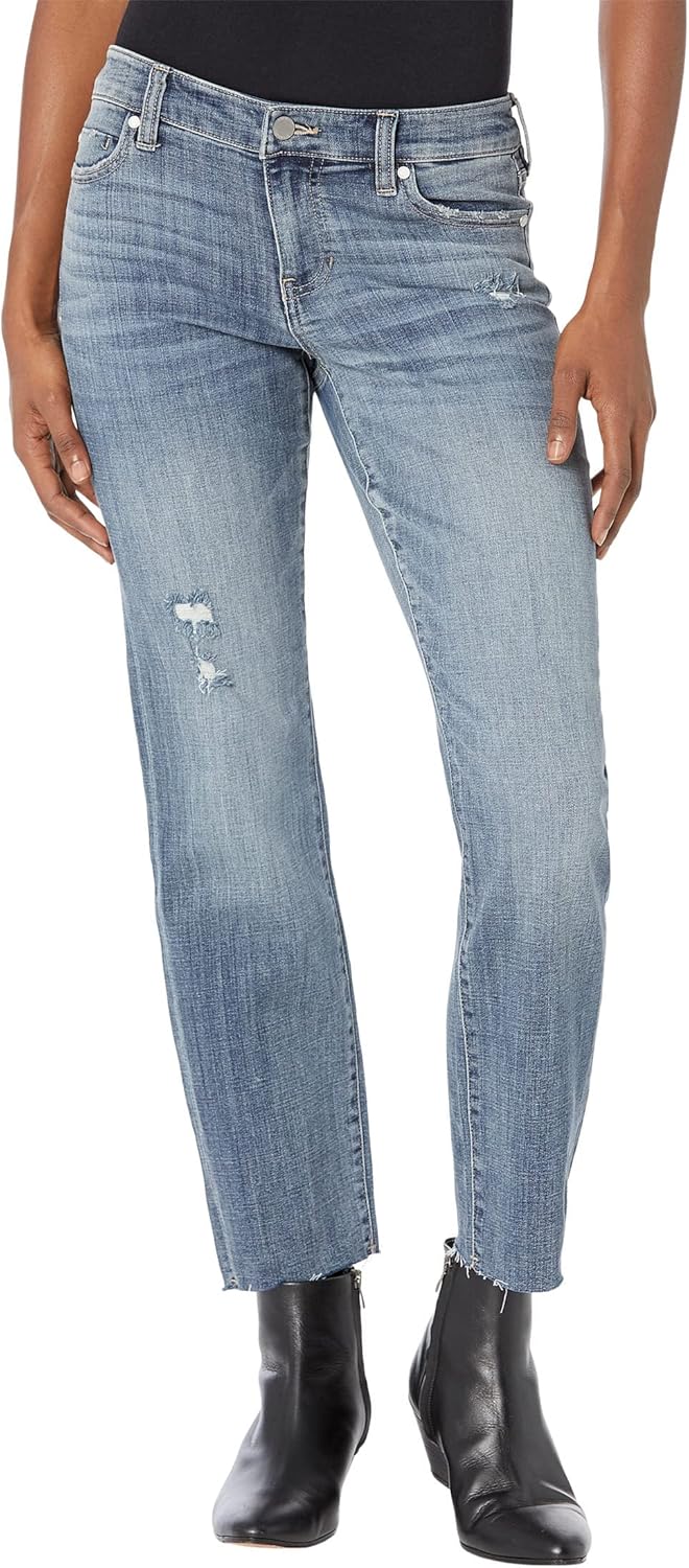 Liverpool Petite Kennedy Straight Eco Jeans w/Cut Hem 28" in Pennyrile