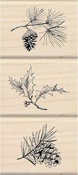 Inkadinkado Holiday Sprigs Wood Stamp Set_60-01139 1.5 x 2 inches