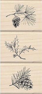 Inkadinkado Holiday Sprigs Wood Stamp Set_60-01139 1.5 x 2 inches