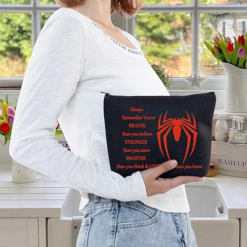 Miniatura 6 de LEVLO Bolsa de maquillaje de película de araña, regalo inspirado en los fanáticos de la película, eres más valiente, más fuerte y más inteligente de