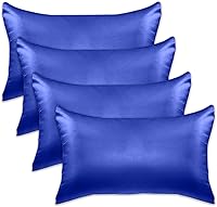 Vista 57 de Elegant Comfort Juego de 4 fundas de almohada de satén de viscosa refrescante con cierre de cremallera oculto, suave como la seda para el cuidado