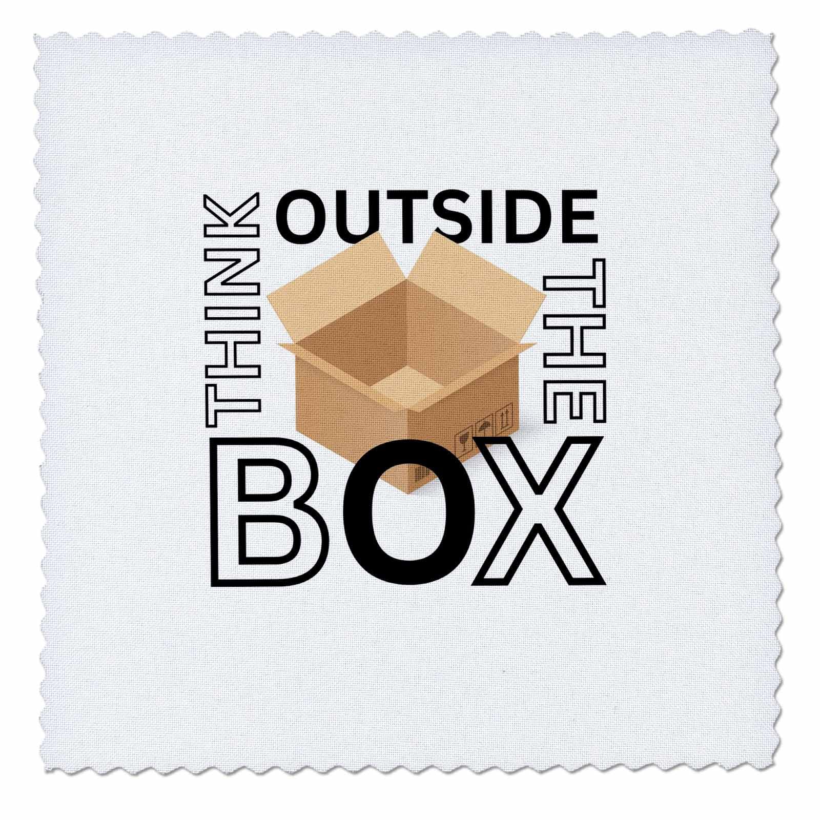 3dRose 3DRose Lourdes - Quote - Image of Quote Think Outside The Box - Quilt Squares (qs-388455-4)