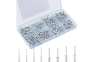 KURUI Pop Rivets Assortment Kit: 190 Aluminum Rivets in 8 Sizes + Organizer