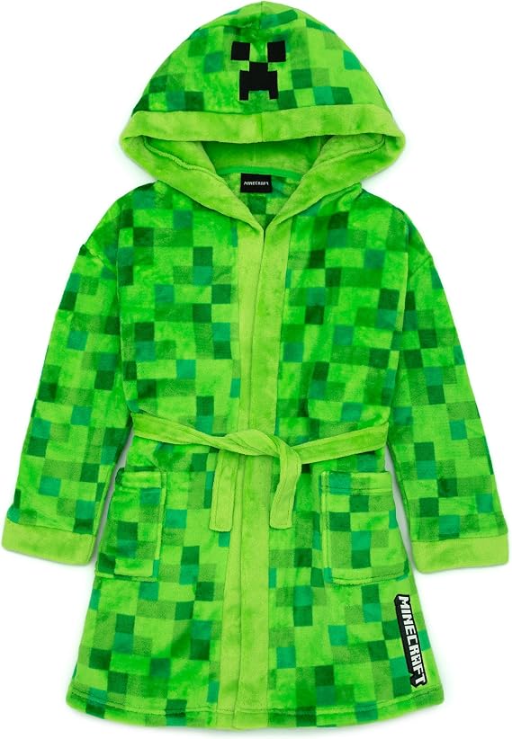 Minecraft Robe Size 10 Minecraft Creeper Dressing Gown For Boys & Girls | Kids Green Soft ...