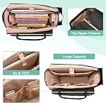 Luxja Teacher Tote Bag with Accordion Pocket, Teacher Bag for Women with 15.6 Inch Laptop Compartment, Black