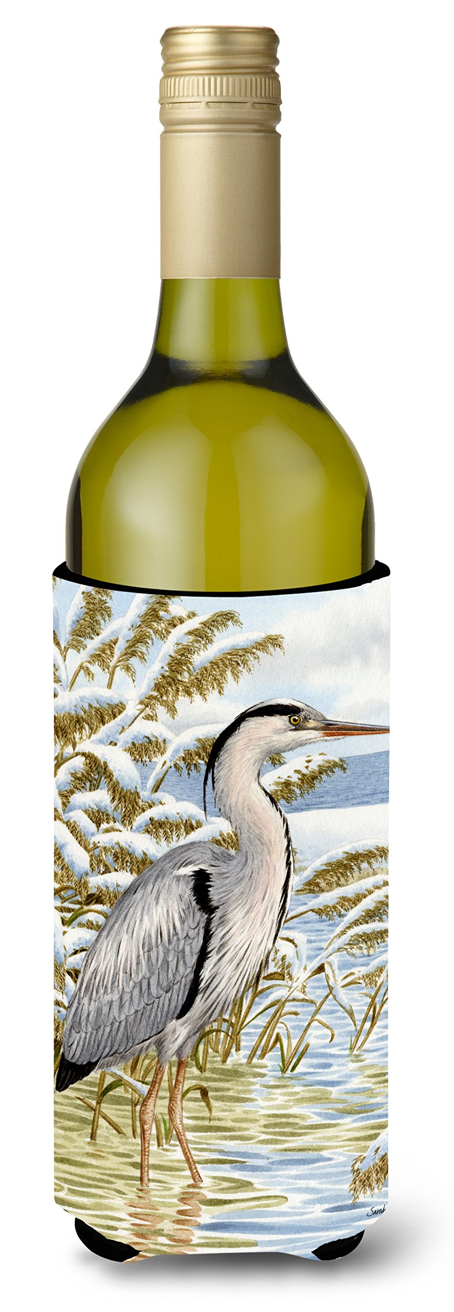 Caroline's Treasures ASA2058LITERK Blue Heron in The Water Wine Bottle Hugger Bottle Cooler Sleeve Hugger Machine Washable Collapsible Insulator