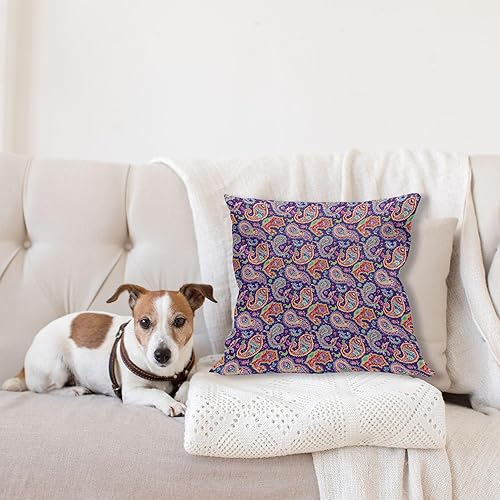 Miniatura 4 de Ambesonne Funda de cojín con estampado de cachemira, diseño geométrico y floral de los años sesenta y setenta, diseño geométrico y floral, funda de