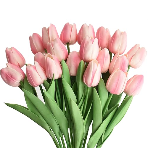 20pcs Artificial Tulips Flowers Fake Faux PU Tulip Bouquet Real