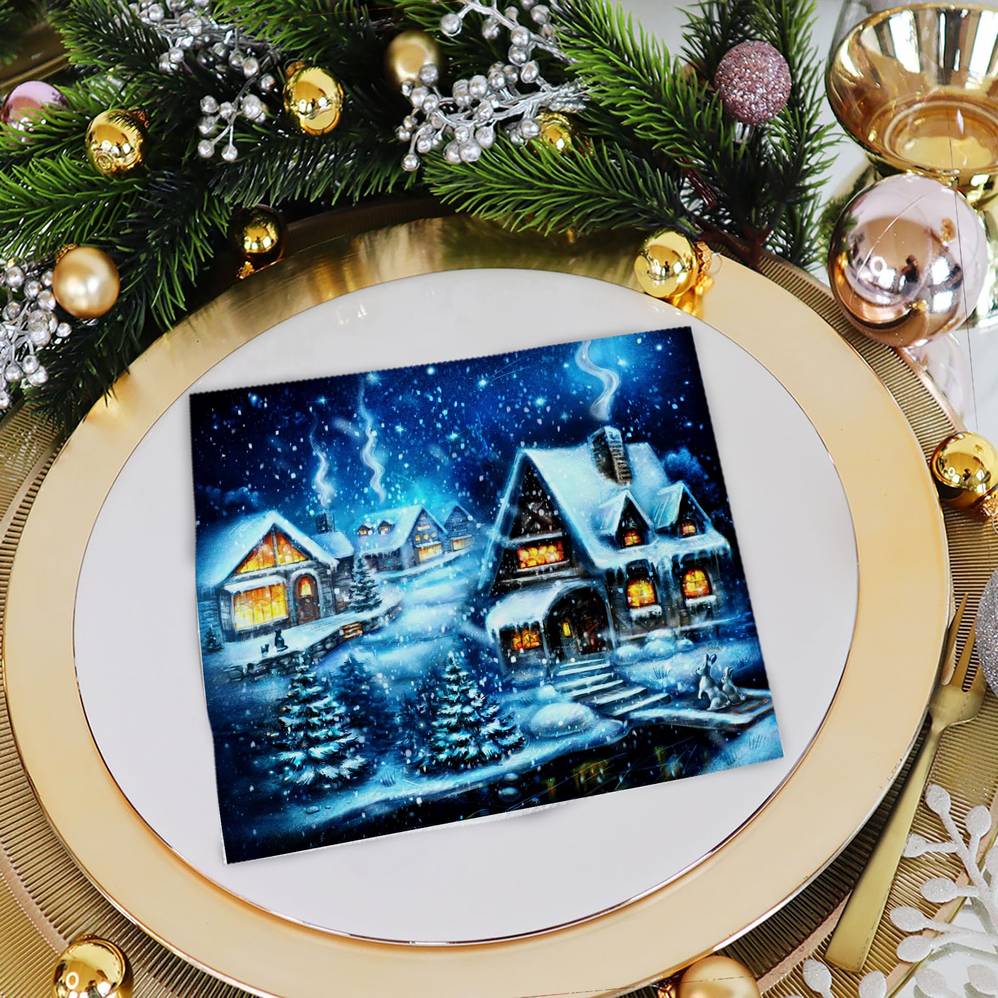 Serviettes En Papier Toilette Motif Père Noël Et Élan[H1214