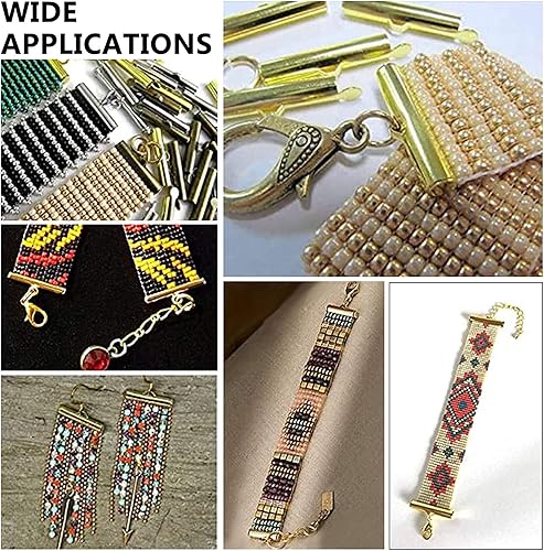 Vista 5 de UNICRAFTALE Cerca de 100 piezas de 10 tamaños deslizantes en el extremo de cierre de tubo de cierre de hebilla de acero inoxidable cierres de tapas