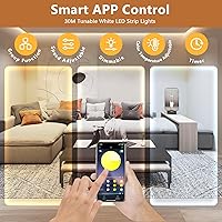 Vista 3 de White LED Strip Lights, 100ft Dimmable Bright 24V Led Tape Light with Remote and App Control, 2700K-6500K White 1440 LEDs Lights for Bedroom