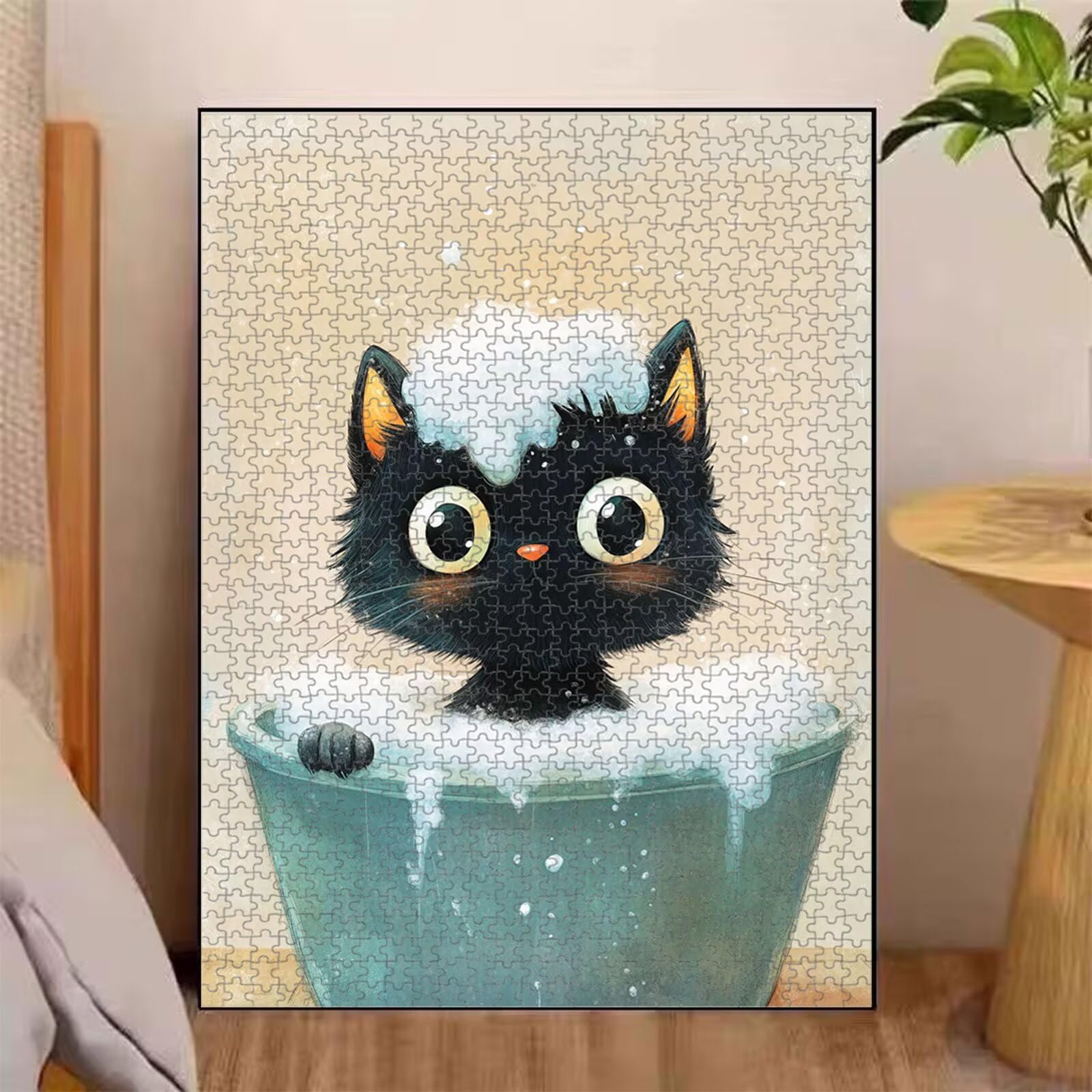 1000 elementów, puzzle dla dorosłych, kot i karykatura drewniane puzzle 1T#2507