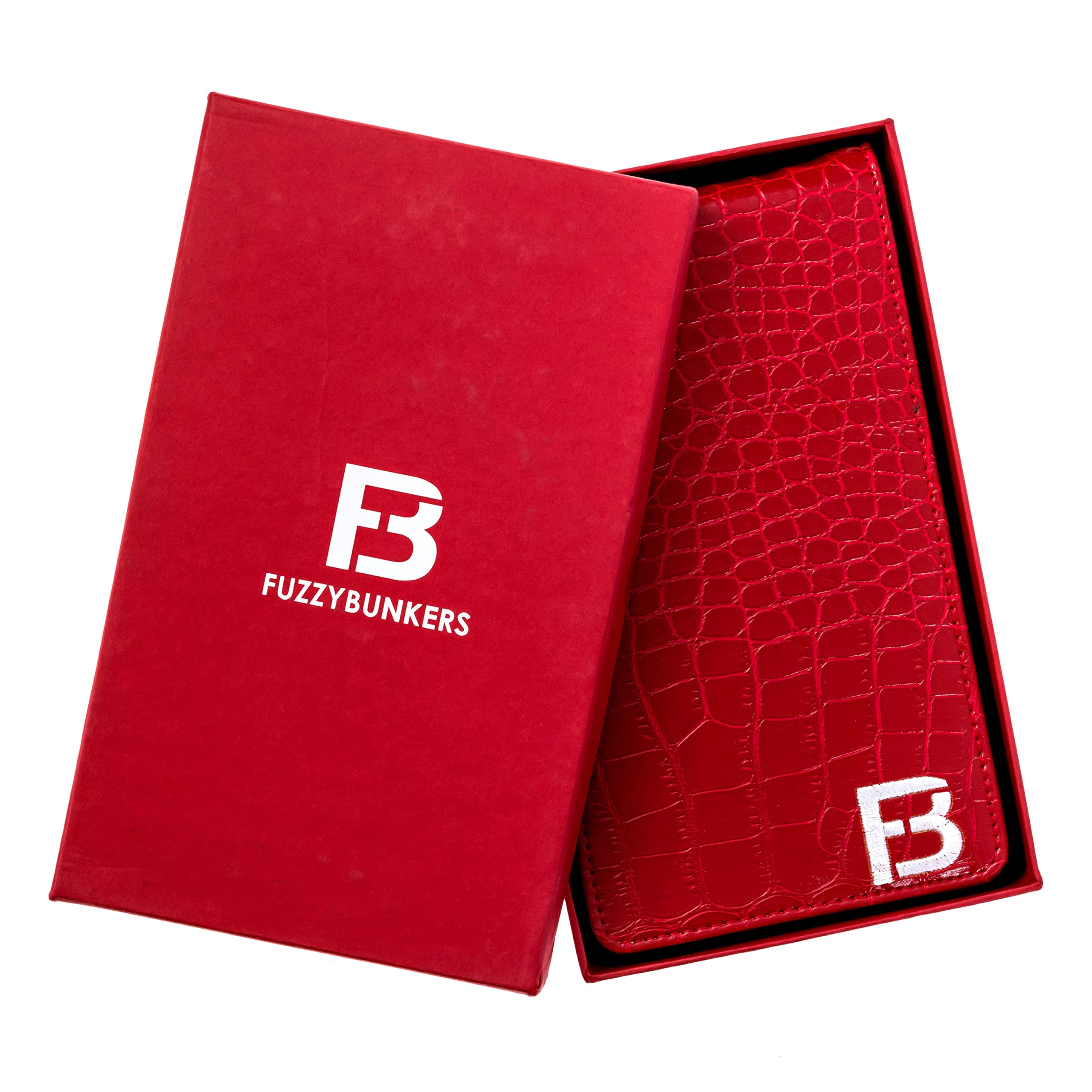 FB FUZZYBUNKERS Quality Leather Golf Scorecard Holder - Yardage Book Cover - Golf Yardage Book - Golf Scorecard Book, Free Pencil & Stat Tracker