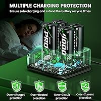 Vista 7 de Paquete de baterías recargables de 4 x 4800 mWh, estación de baterías recargables Xbox con luz LED, cargador de batería para X Box Series X S/One