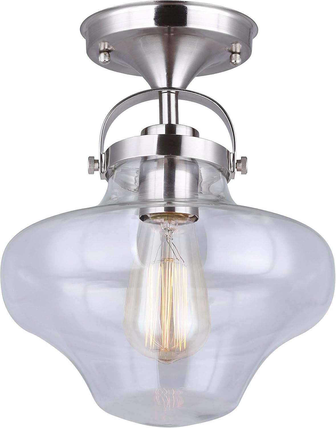 CANARM IFM634A09BN Kipp 1 Light Flush Mount with Clear Glass, Brushed Nickel
