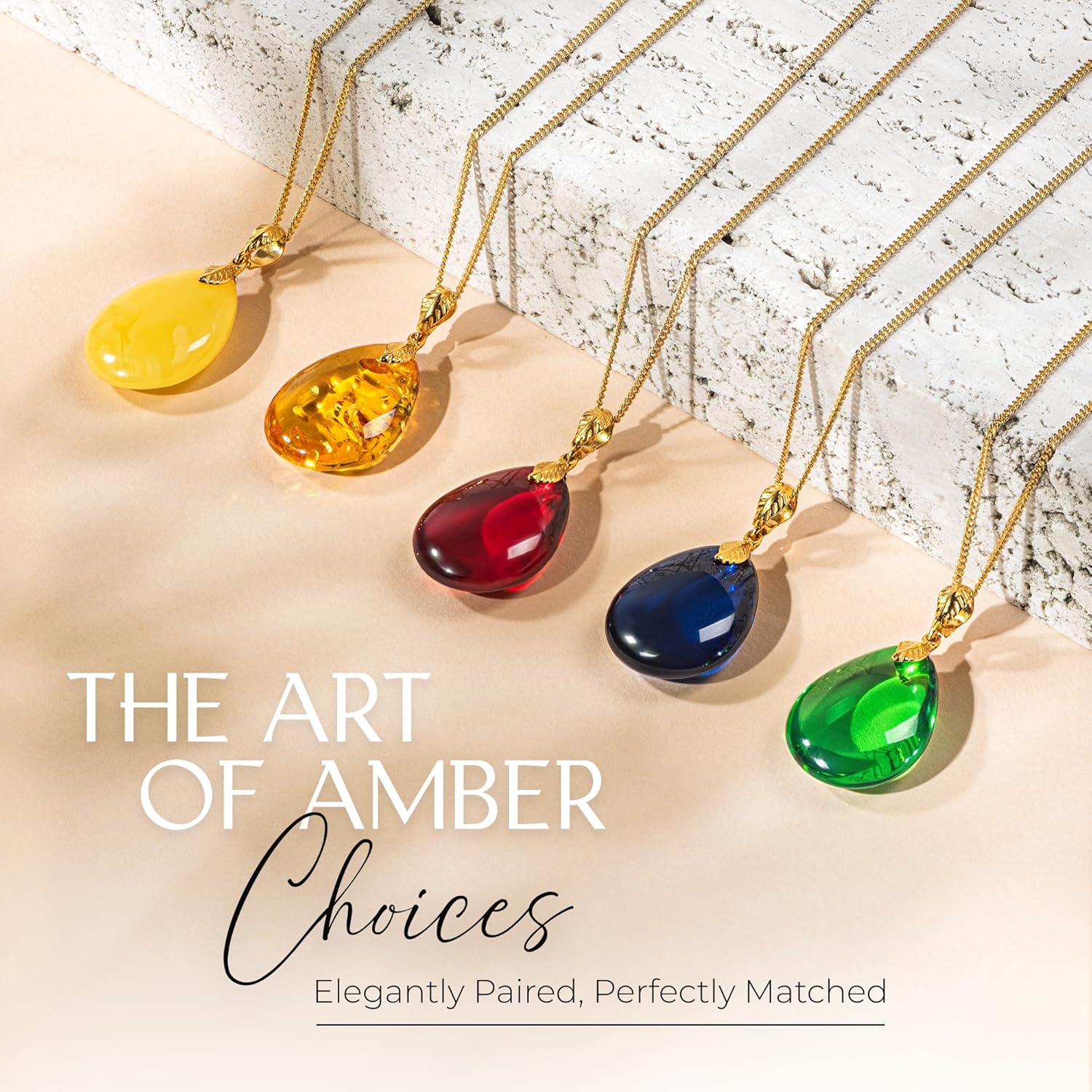 Green Amber Pendant Necklace for Women, Gold Plated Sterling Silver 925 Chain, Polished Gemstone Pendant, Dainty Womens Jewelry, 18 inch gold plated chain - Image 7